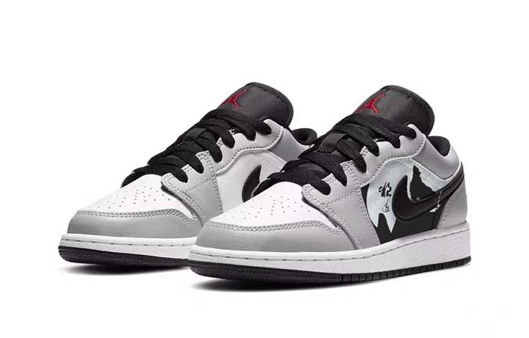 Lookbook [Sepatu Kustom] Air Jordan 1 Low 'Abu Semangat Serigala' 553558-030(Team56-狼山图腾)
