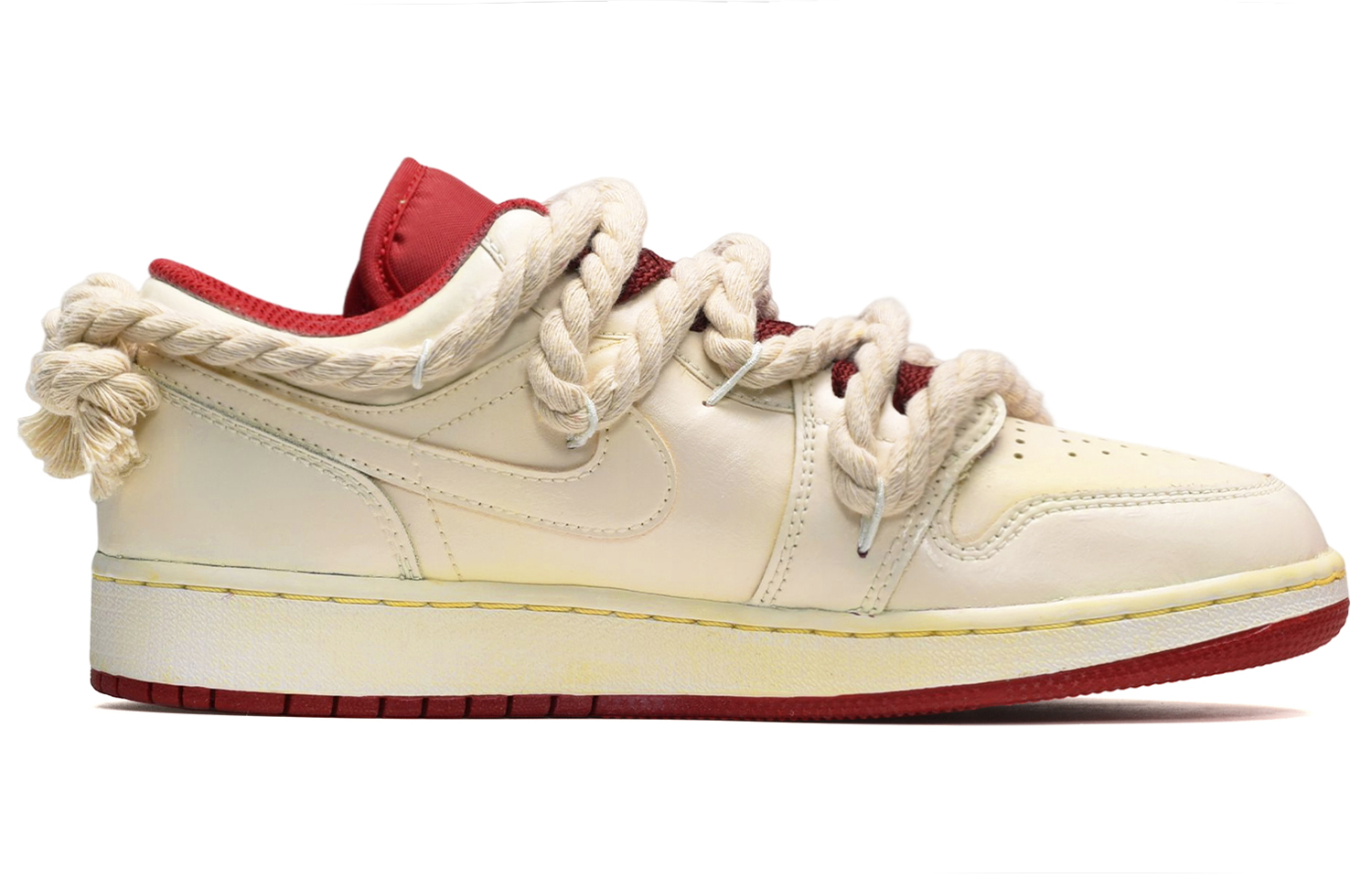 Order 【定制球鞋】 Jordan Air Jordan 1 Low 做舊 藤蔓暗紋 低幫 復古籃球鞋 男款 黃灰