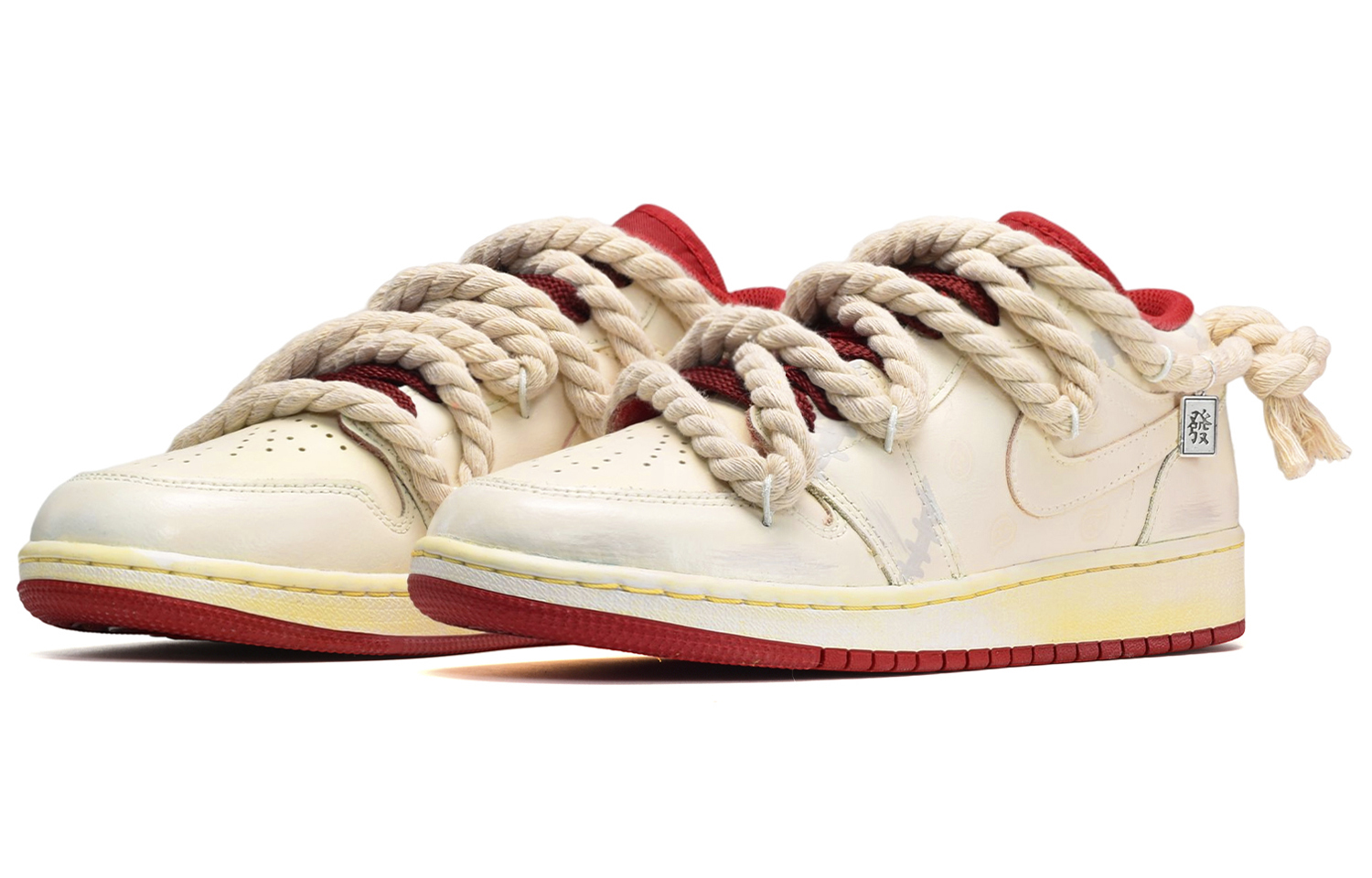 Lookbook 【定制球鞋】 Jordan Air Jordan 1 Low 做舊 藤蔓暗紋 低幫 復古籃球鞋 男款 黃灰