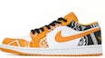 Buy 에어 조던 1 로우 '옐로 페이즐리 비대칭' (커스텀) 553558-701(Team肆-腰果花喷绘男款)