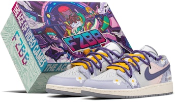 【定制球鞋】Jordan Air Jordan 1 FZBB 雛菊 特殊禮盒 解構鞋帶 低幫 復古籃球鞋 GS 黃紫 Buy 【定制球鞋】Jordan Air Jordan 1 FZBB 雛菊 特殊禮盒 解構鞋帶 低幫 復古籃球鞋 GS 黃紫