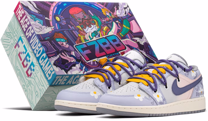 커스텀 에어 조던 1 로우 '옐로 퍼플 데이지 스페셜 박스' (79 characters) 553560-053(TeamA-AJ爱心紫色S-BOX) Buy 커스텀 에어 조던 1 로우 '옐로 퍼플 데이지 스페셜 박스' (79 characters) 553560-053(TeamA-AJ爱心紫色S-BOX)