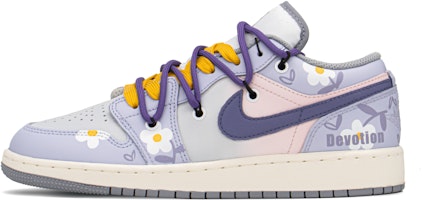 【定制球鞋】Jordan Air Jordan 1 FZBB 雛菊 特殊禮盒 解構鞋帶 低幫 復古籃球鞋 GS 黃紫 Order 【定制球鞋】Jordan Air Jordan 1 FZBB 雛菊 特殊禮盒 解構鞋帶 低幫 復古籃球鞋 GS 黃紫