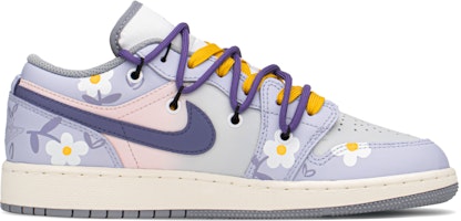 【定制球鞋】Jordan Air Jordan 1 FZBB 雛菊 特殊禮盒 解構鞋帶 低幫 復古籃球鞋 GS 黃紫 Lookbook 【定制球鞋】Jordan Air Jordan 1 FZBB 雛菊 特殊禮盒 解構鞋帶 低幫 復古籃球鞋 GS 黃紫