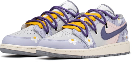 【定制球鞋】Jordan Air Jordan 1 FZBB 雛菊 特殊禮盒 解構鞋帶 低幫 復古籃球鞋 GS 黃紫 Shop 【定制球鞋】Jordan Air Jordan 1 FZBB 雛菊 特殊禮盒 解構鞋帶 低幫 復古籃球鞋 GS 黃紫