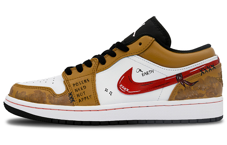 Buy [Sepatu Custom] Air Jordan 1 Low 'Vibe Kuning Merah' 553558-062(Team7-男款学院风宇航员)