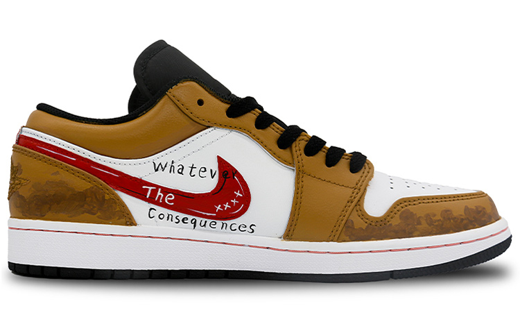 Order [Sepatu Custom] Air Jordan 1 Low 'Vibe Kuning Merah' 553558-062(Team7-男款学院风宇航员)