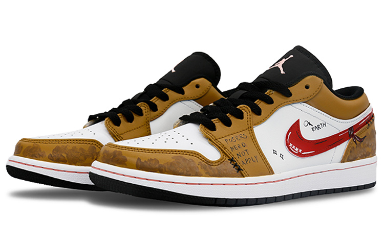 Lookbook [Sepatu Custom] Air Jordan 1 Low 'Vibe Kuning Merah' 553558-062(Team7-男款学院风宇航员)