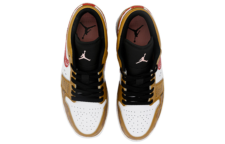 Shop [Sepatu Custom] Air Jordan 1 Low 'Vibe Kuning Merah' 553558-062(Team7-男款学院风宇航员)