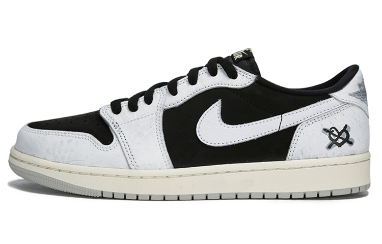 Buy 【定制籃球鞋】Jordan Air Jordan 1 Low OG 像素火力 禁止心動 解構做舊 防滑 低筒 復古籃球鞋 男款 黑白灰