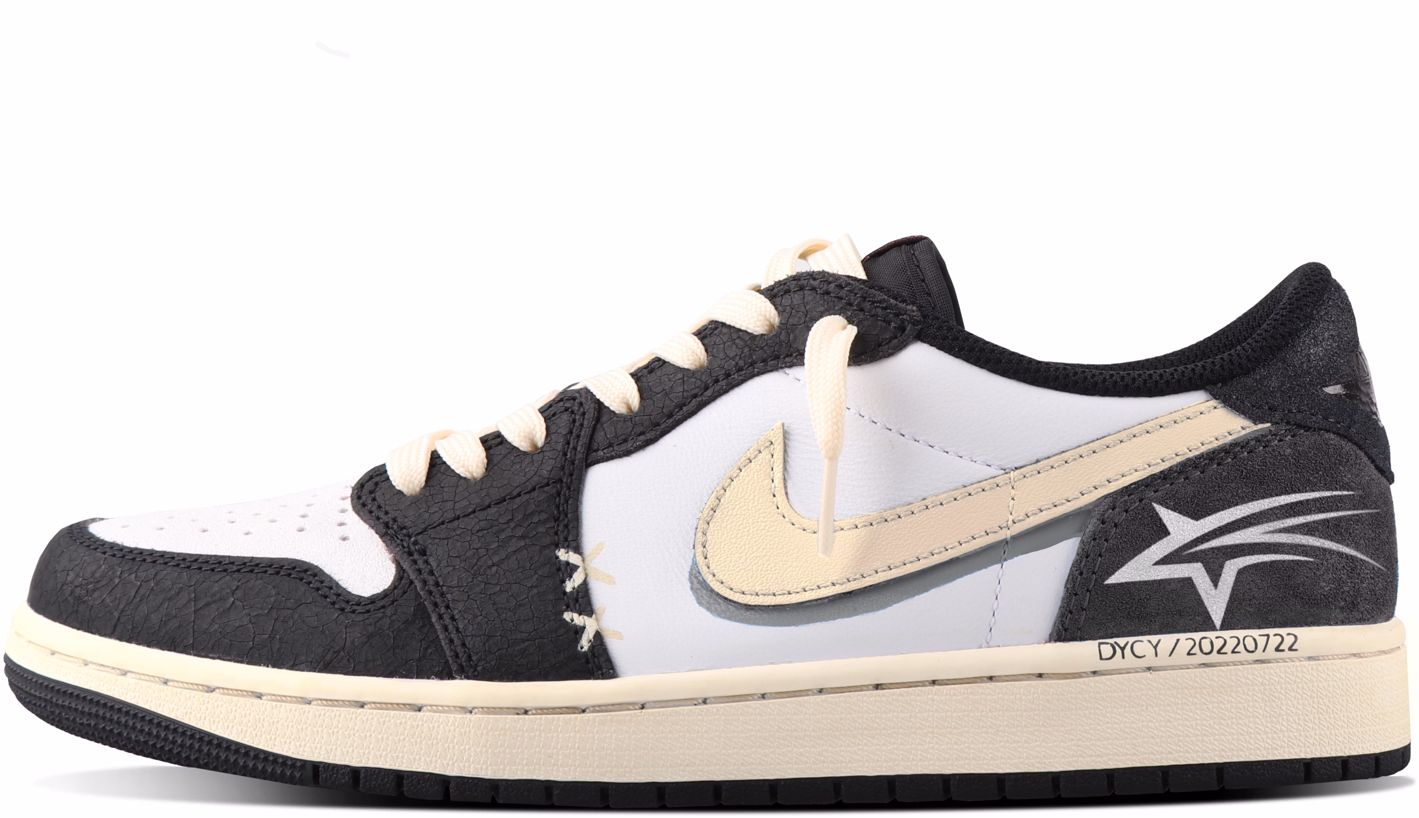 custom-shoes-air-jordan-1-low-og-star-oxidized-hand-painted-cream-black