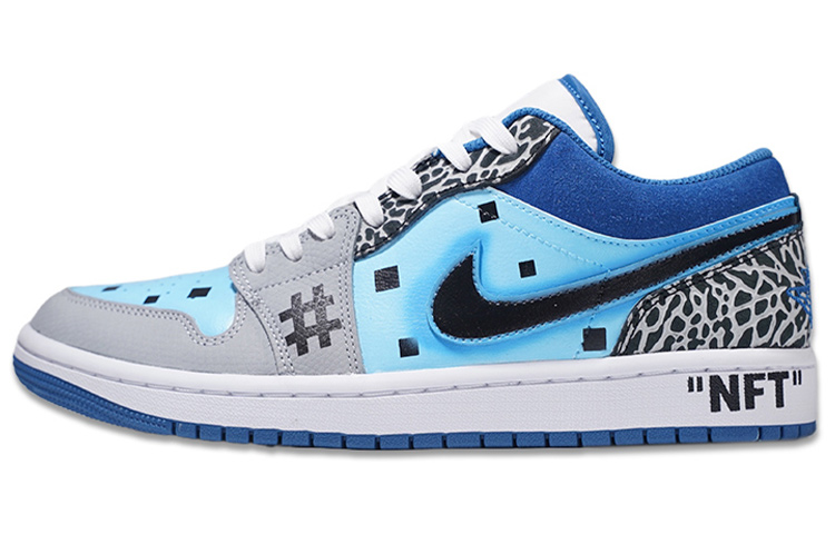 Buy 【訂製球鞋】Jordan Air Jordan 1 Low SE 爆裂紋 宇宙 賽博朋克 低筒 復古籃球鞋 男款 灰藍