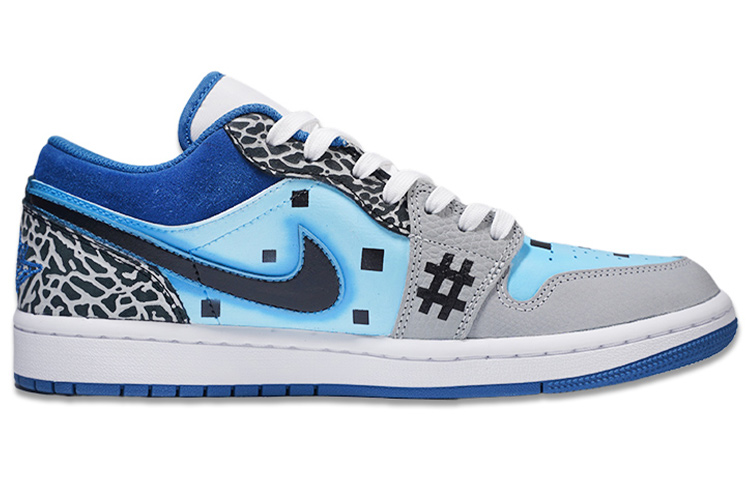 Order 【訂製球鞋】Jordan Air Jordan 1 Low SE 爆裂紋 宇宙 賽博朋克 低筒 復古籃球鞋 男款 灰藍