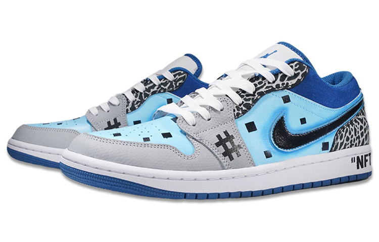 Lookbook 【訂製球鞋】Jordan Air Jordan 1 Low SE 爆裂紋 宇宙 賽博朋克 低筒 復古籃球鞋 男款 灰藍