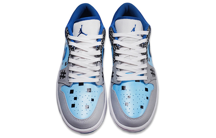 Shop 【訂製球鞋】Jordan Air Jordan 1 Low SE 爆裂紋 宇宙 賽博朋克 低筒 復古籃球鞋 男款 灰藍