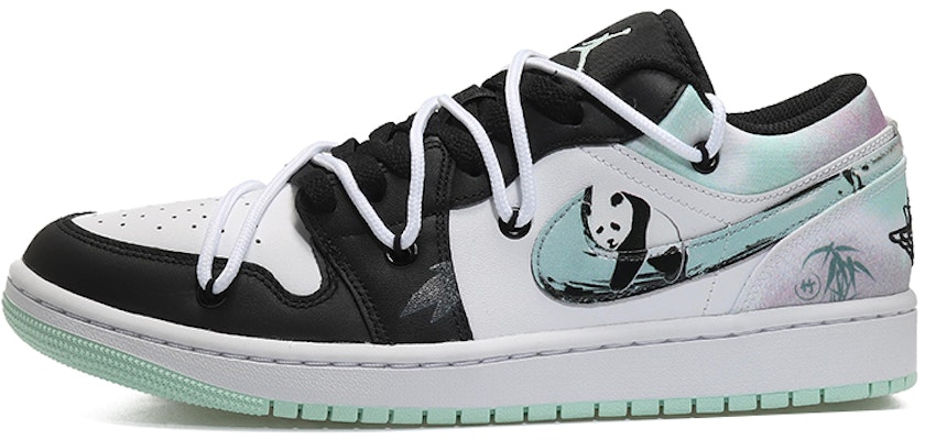 【定制球鞋】Jordan Air Jordan 1 Low SE 抱竹熊貓 中國風 清新文竹 解構鞋帶 輕便耐磨 低幫 復古籃球鞋 男款 白黑綠 Buy 【定制球鞋】Jordan Air Jordan 1 Low SE 抱竹熊貓 中國風 清新文竹 解構鞋帶 輕便耐磨 低幫 復古籃球鞋 男款 白黑綠