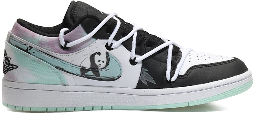 【定制球鞋】Jordan Air Jordan 1 Low SE 抱竹熊貓 中國風 清新文竹 解構鞋帶 輕便耐磨 低幫 復古籃球鞋 男款 白黑綠 Order 【定制球鞋】Jordan Air Jordan 1 Low SE 抱竹熊貓 中國風 清新文竹 解構鞋帶 輕便耐磨 低幫 復古籃球鞋 男款 白黑綠