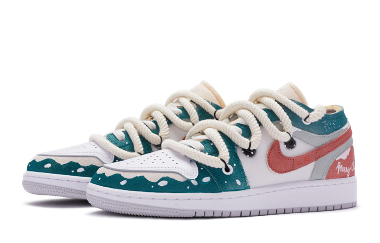 Lookbook 【定制球鞋】Jordan Air Jordan 1 Low SE 雪夜聖誕 低幫 復古籃球鞋 GS 紅綠