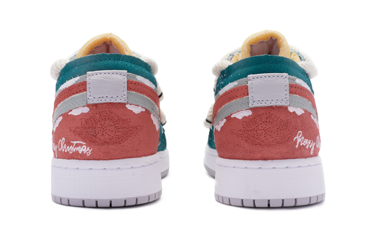 Shop 【定制球鞋】Jordan Air Jordan 1 Low SE 雪夜聖誕 低幫 復古籃球鞋 GS 紅綠