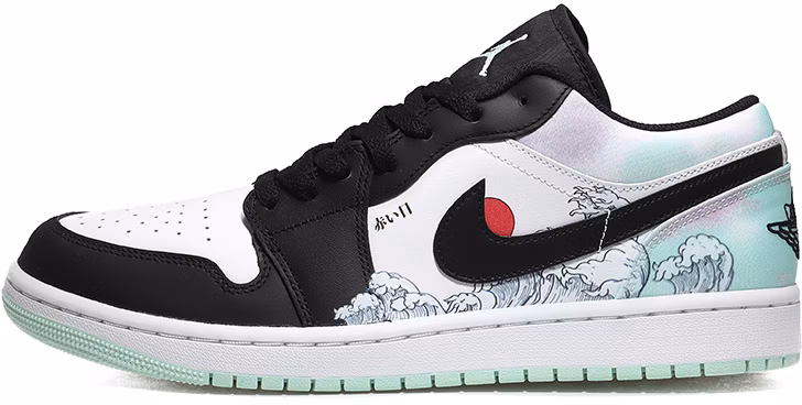 custom-shoes-air-jordan-1-low-se-sunrise-black-white-green