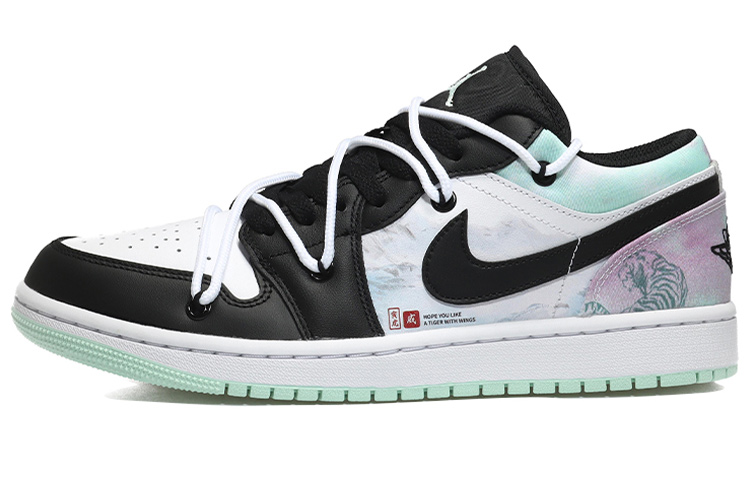 Buy 에어 조던 1 로우 SE '초신성 수묵화' (Custom) DM1199-100(Team10-虎山行白黑绿QD)