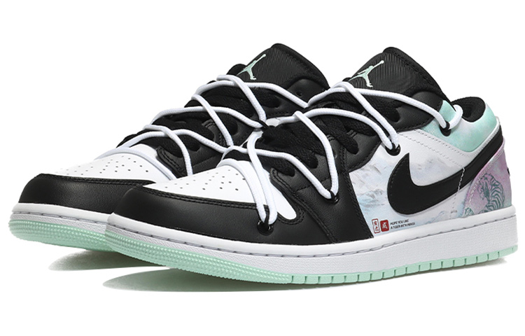 Lookbook 에어 조던 1 로우 SE '초신성 수묵화' (Custom) DM1199-100(Team10-虎山行白黑绿QD)
