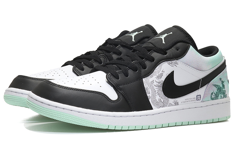 Lookbook [Kasut Custom] Air Jordan 1 Low SE 'Supernova Jade Blue Dragon' DM1199-100(Team10-涅槃重生男黑白绿QD)