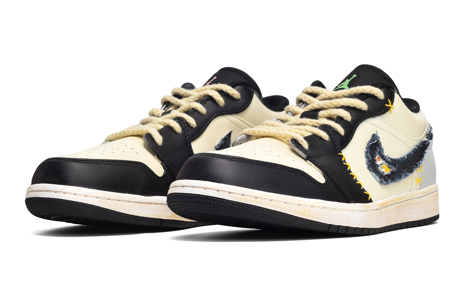 Lookbook 【定制球鞋】Jordan Air Jordan 1 Low SE 復古牛仔 做舊肌理 低幫 復古籃球鞋 GS 黑黃灰