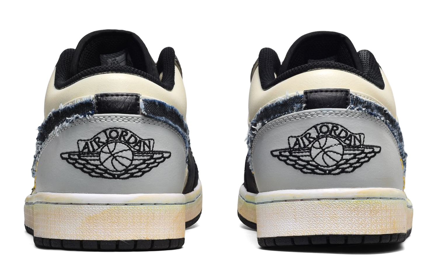 Shop 【定制球鞋】Jordan Air Jordan 1 Low SE 復古牛仔 做舊肌理 低幫 復古籃球鞋 GS 黑黃灰