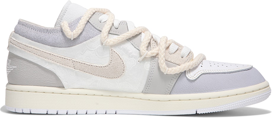 【訂製球鞋】 Jordan Air Jordan 1 SE 熱浪 白色紡織 國風 祥雲 材質拼接 低筒 復古籃球鞋 GS 白色 Order 【訂製球鞋】 Jordan Air Jordan 1 SE 熱浪 白色紡織 國風 祥雲 材質拼接 低筒 復古籃球鞋 GS 白色