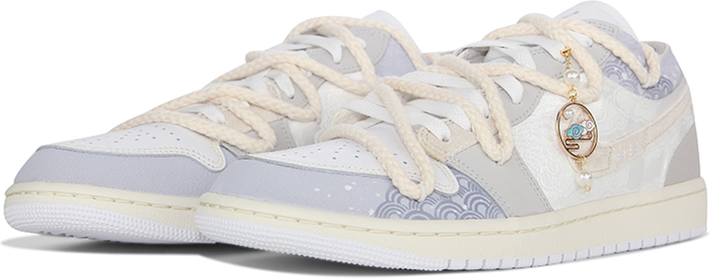 【訂製球鞋】 Jordan Air Jordan 1 SE 熱浪 白色紡織 國風 祥雲 材質拼接 低筒 復古籃球鞋 GS 白色 Lookbook 【訂製球鞋】 Jordan Air Jordan 1 SE 熱浪 白色紡織 國風 祥雲 材質拼接 低筒 復古籃球鞋 GS 白色