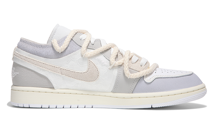Order 【訂製球鞋】Jordan Air Jordan 1 Low se 熱浪 白絲綢 國風 祥雲 材質拼接 低筒 復古籃球鞋 男款 白色