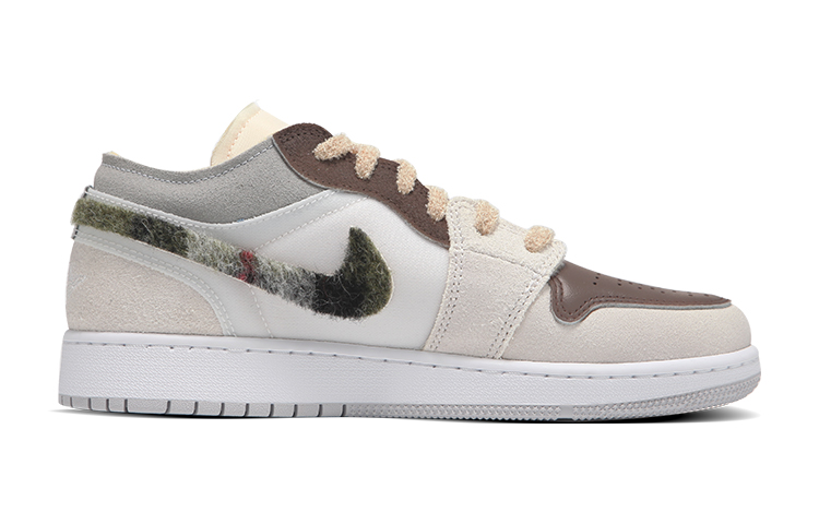 Order [Kasut Custom] Air Jordan 1 Low SE Craft 'Christmas Patchwork Coklat Hijau' DQ3727-100(Teamfour-女款圣诞格子绿)
