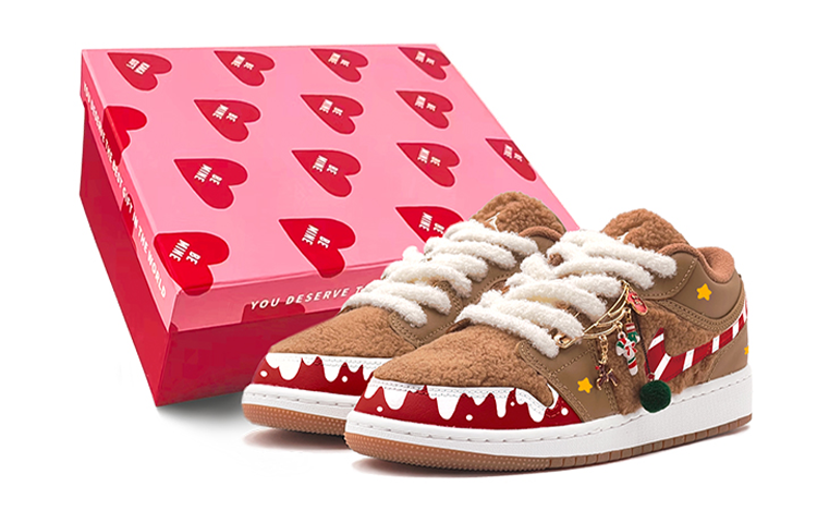 Buy [Sepatu Kustom] Air Jordan 1 Low Utility 'Teddy Bear' DO2233-264(TeamS-圣诞泰迪熊SBOX)