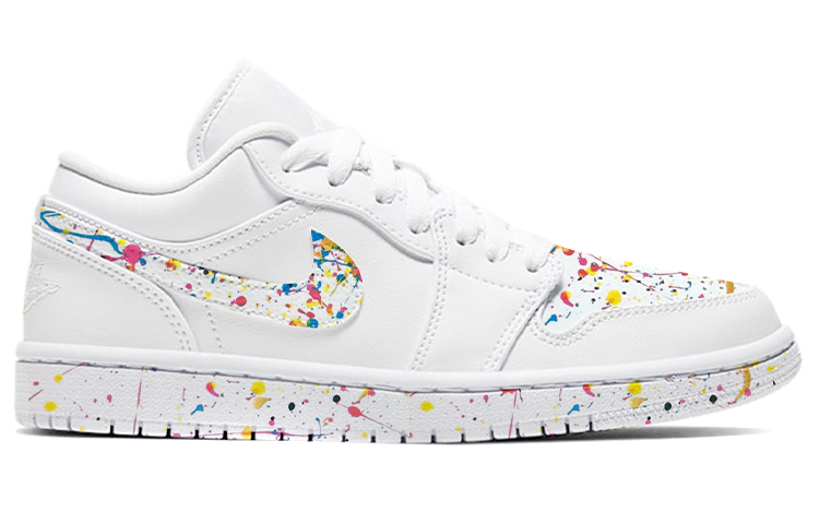 Order [Kasut Tersuai] Air Jordan 1 Low Putih Biru Kuning 'Grafiti Semburan Cat' 553558-112(Team-E男女款涂鸦白蓝黄)