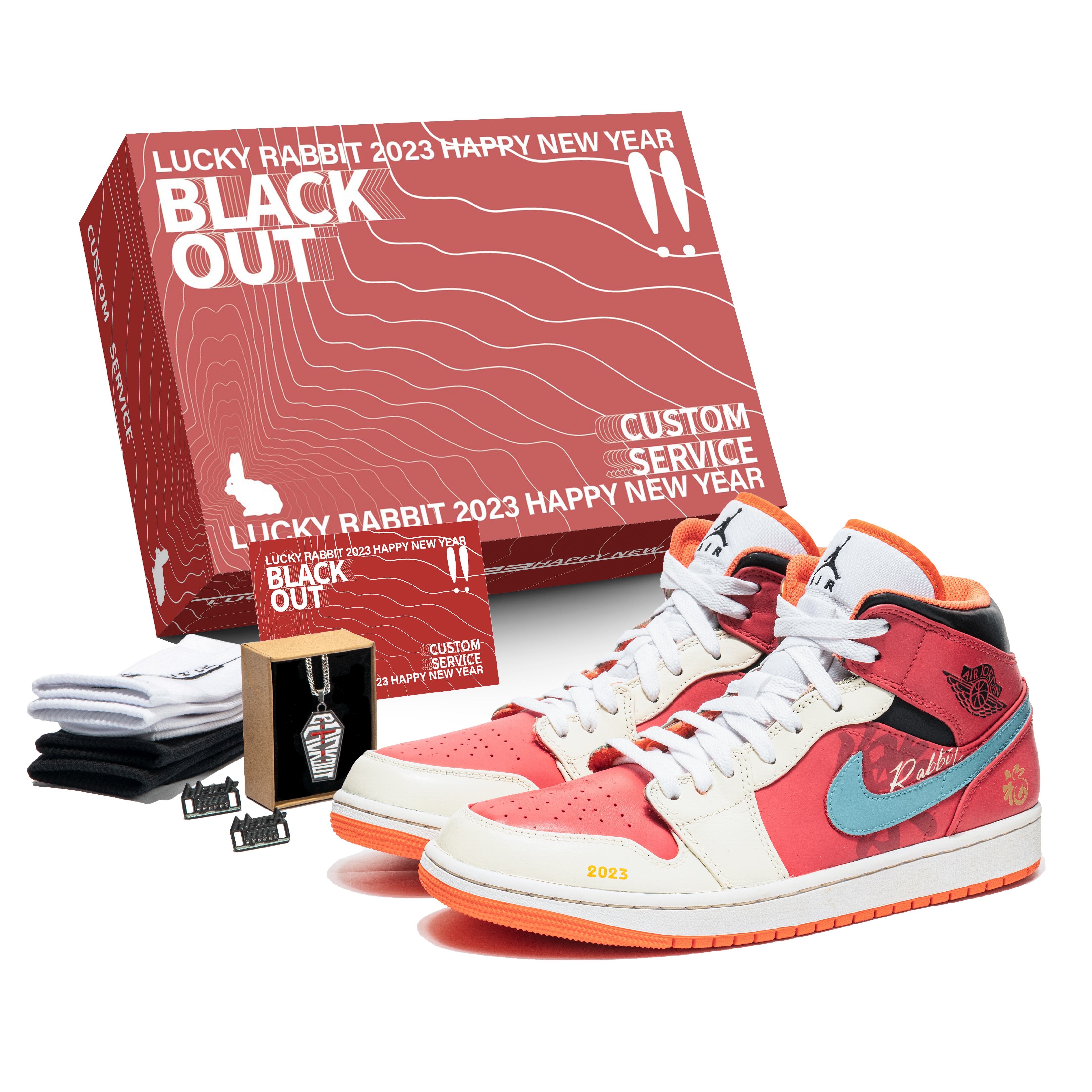 Buy [Zapatos Personalizados] Air Jordan 1 Mid 2023 'Grafiti Blanco Rojo' DM3531-800(Team22-男款新年白红A-BOX)