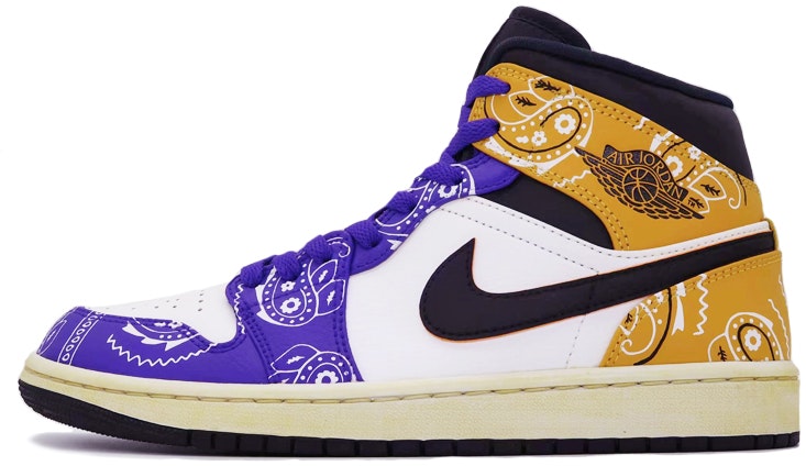 custom-shoes-air-jordan-1-mid-aged-cashew-flower-purple-yellow