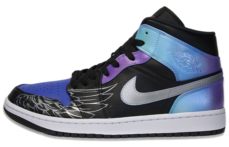 Buy [定制鞋款] Air Jordan 1 Mid '铳梦渐变羽翼' 554724-077(TeamF-男款蓝紫色渐变羽翼银勾)