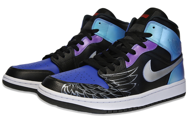 Lookbook [定制鞋款] Air Jordan 1 Mid '铳梦渐变羽翼' 554724-077(TeamF-男款蓝紫色渐变羽翼银勾)