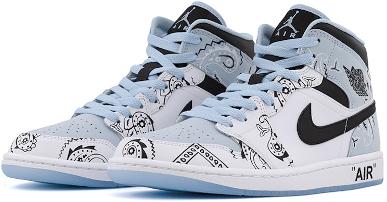 에어 조던 1 미드 '스트리트 캐슈 플라워' 언밸런스 커스텀 DV1308-104(Team肆-男款白蓝鸳鸯腰果花A) Lookbook 에어 조던 1 미드 '스트리트 캐슈 플라워' 언밸런스 커스텀 DV1308-104(Team肆-男款白蓝鸳鸯腰果花A)