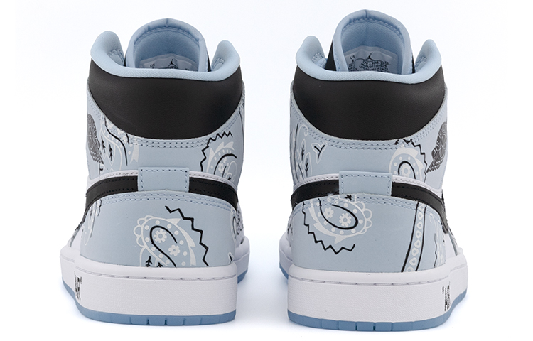 Shop [Zapatos Personalizados] Air Jordan 1 Mid 'Flor de Anacardo Asimétrica' DV1308-104(Team肆-男款白蓝鸳鸯腰果花A)