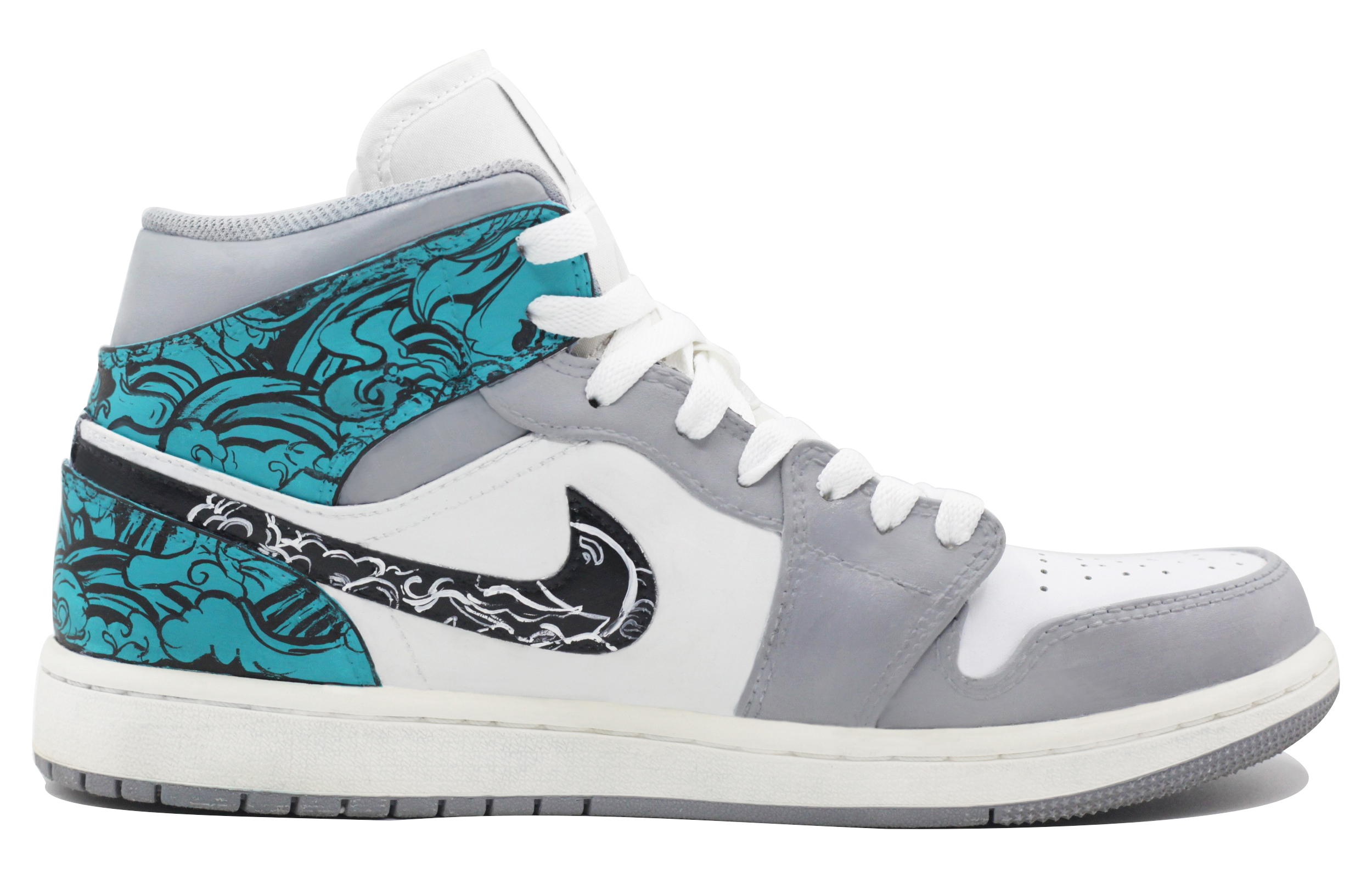 Lookbook 【客製球鞋】Jordan Air Jordan 1 龍年限定 青龍 國風潮流 防滑耐磨輕便 中幫 復古籃球鞋 男款 灰藍