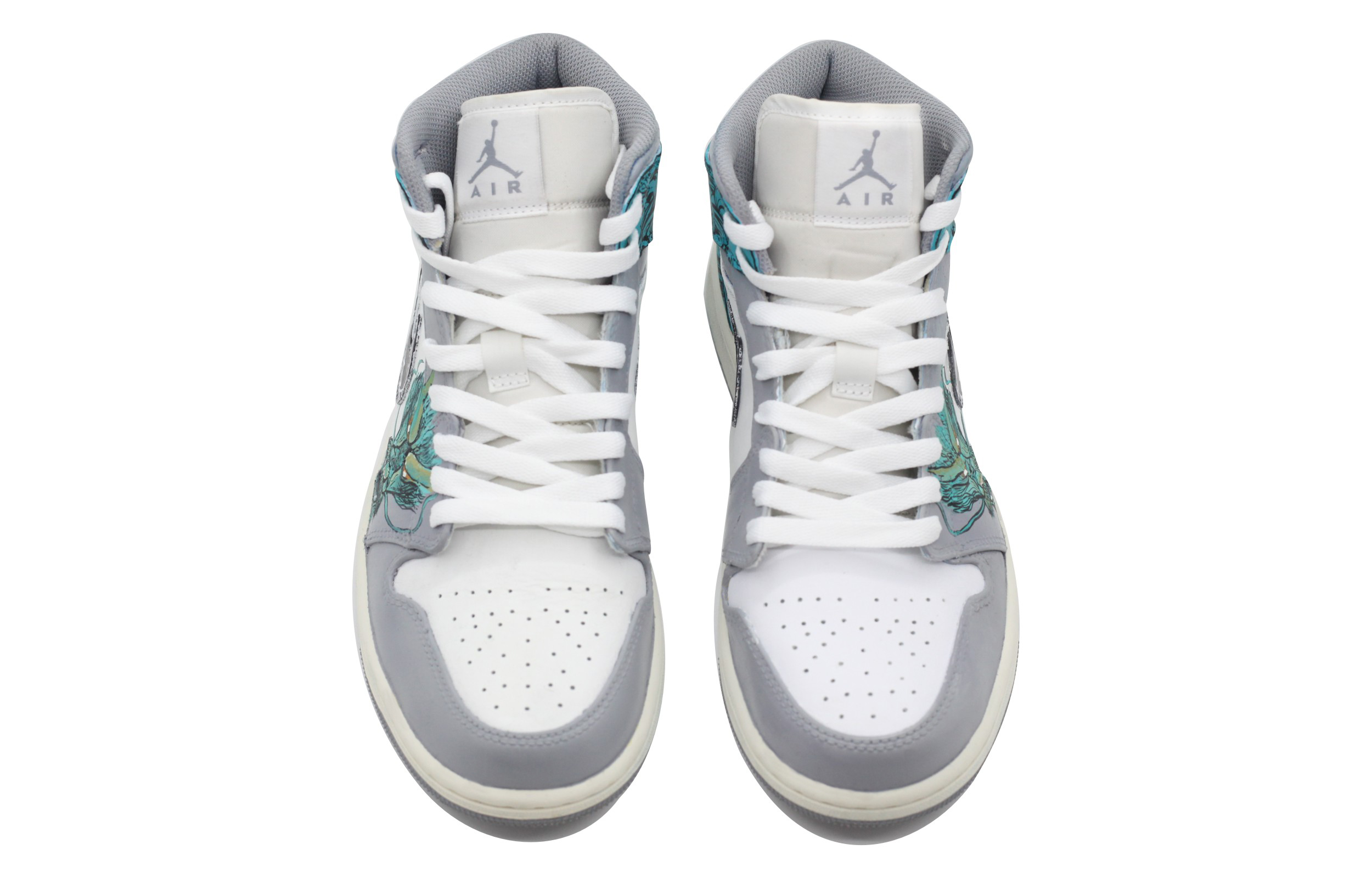 Purchase 【客製球鞋】Jordan Air Jordan 1 龍年限定 青龍 國風潮流 防滑耐磨輕便 中幫 復古籃球鞋 男款 灰藍