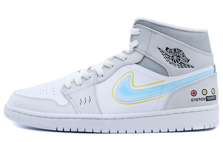 Buy [定制鞋款] Air Jordan 1 Mid '回到未来-灰蓝' 554724-126(Team拾捌-AJ1能量灯)