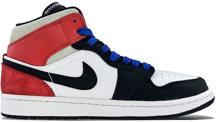 【訂製球鞋】 Jordan Air Jordan 1 1 Mid 球場精靈 梅花松樹 鴛鴦鞋 中筒 復古籃球鞋 男款 白紅藍 Order 【訂製球鞋】 Jordan Air Jordan 1 1 Mid 球場精靈 梅花松樹 鴛鴦鞋 中筒 復古籃球鞋 男款 白紅藍