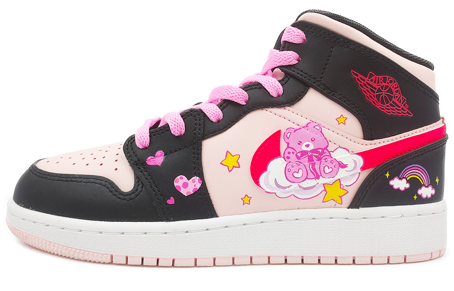 Buy Jordan 1 Mid Personalizadas "Arcoíris Oso" 554725-604(TEAM64-女款黑粉小熊)