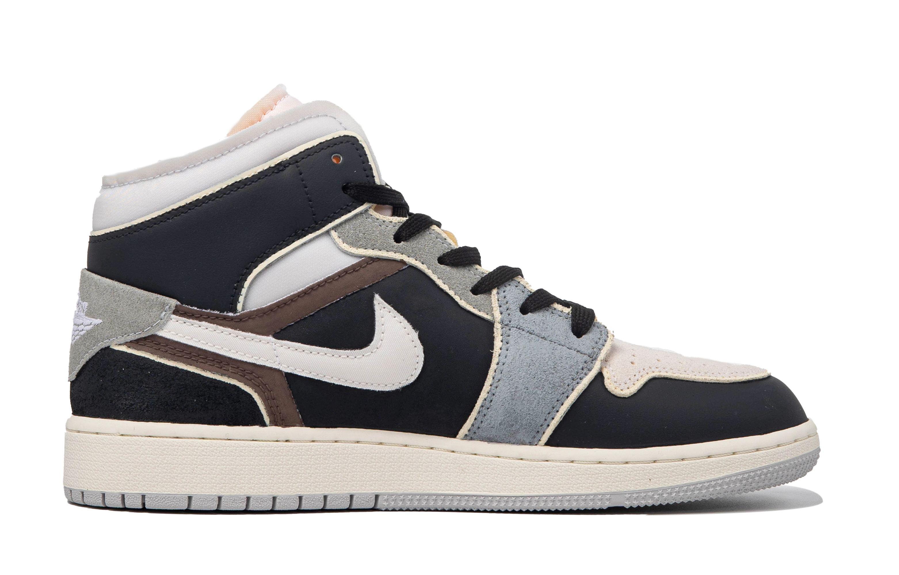 Lookbook 【定制球鞋】 Jordan Air Jordan 1 Mid 達芬奇定制 特殊鞋盒 裂縫之外 機能 解構 中幫 復古籃球鞋 GS 黑灰