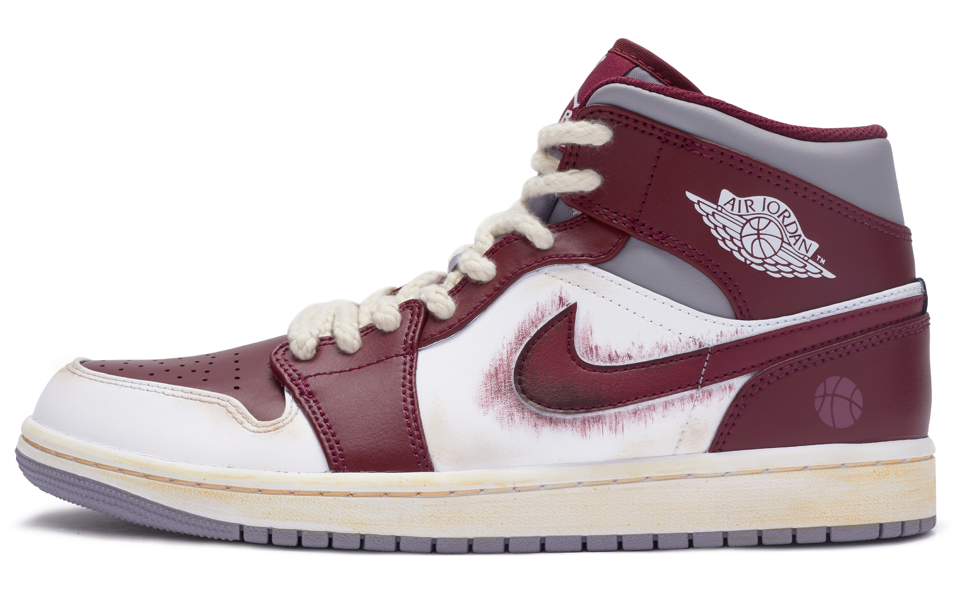 Buy [Kasut Custom] Air Jordan 1 Mid 'BIGNIU Hot-Blooded - Putih Merah Kelabu' DQ8426-615(TeamR-男款篮板王QD)