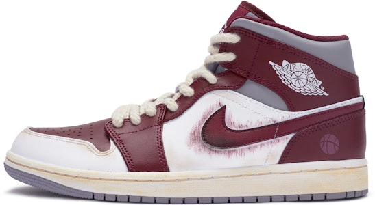 【客製化球鞋】Jordan Air Jordan 1 Mid BIGNIU 熱血青春主題 籃板王 手繪噴繪 中筒 復古籃球鞋 男款 白紅灰 Buy 【客製化球鞋】Jordan Air Jordan 1 Mid BIGNIU 熱血青春主題 籃板王 手繪噴繪 中筒 復古籃球鞋 男款 白紅灰