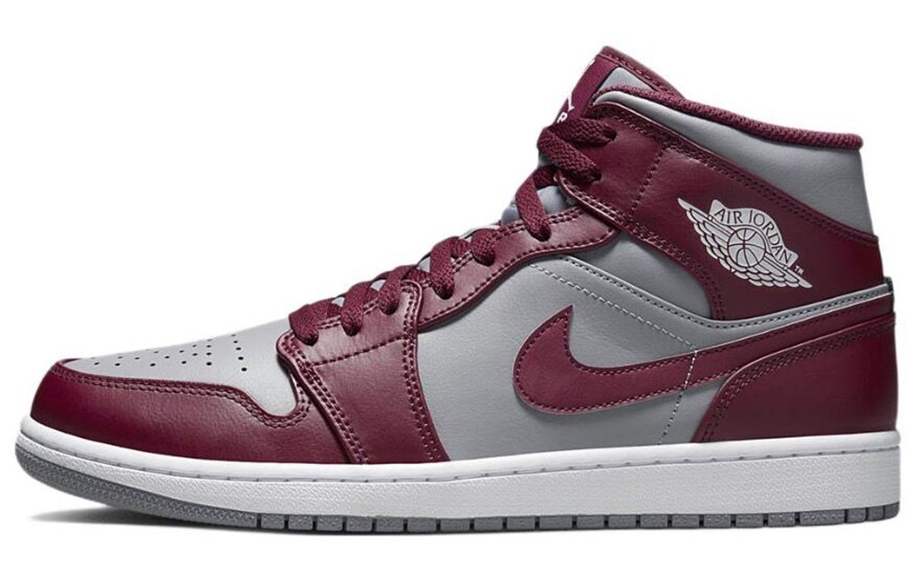 Purchase [Kasut Custom] Air Jordan 1 Mid 'BIGNIU Hot-Blooded - Putih Merah Kelabu' DQ8426-615(TeamR-男款篮板王QD)